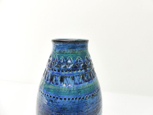 Rimini Blue Ceramic Vase attributed to Aldo Londi for Bitossi, 1960s-DQG-1729067