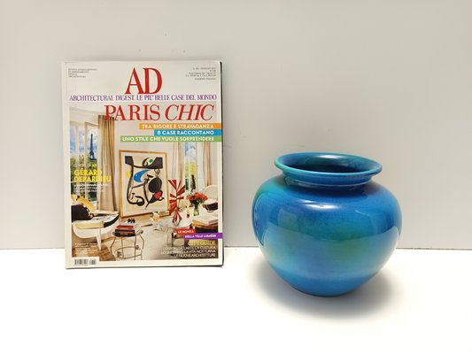 Rimini Blue Ceramic Vase by Aldo Londi for Bitossi and Italica Ars, Italy, 1970s-JPQ-2034813