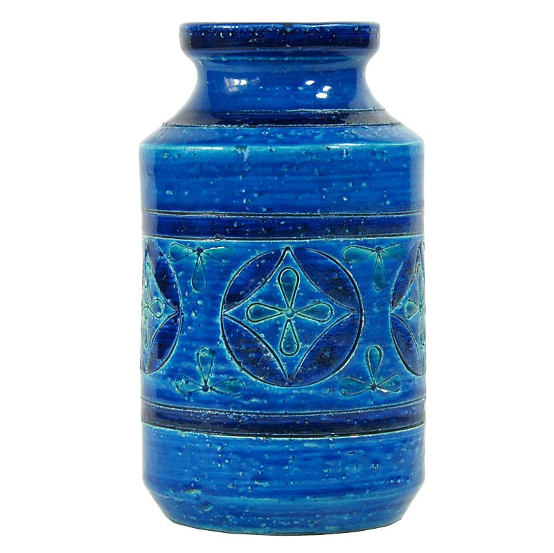 Rimini Blue Ceramic Vase by Aldo Londi for Bitossi, Italy, 1960s