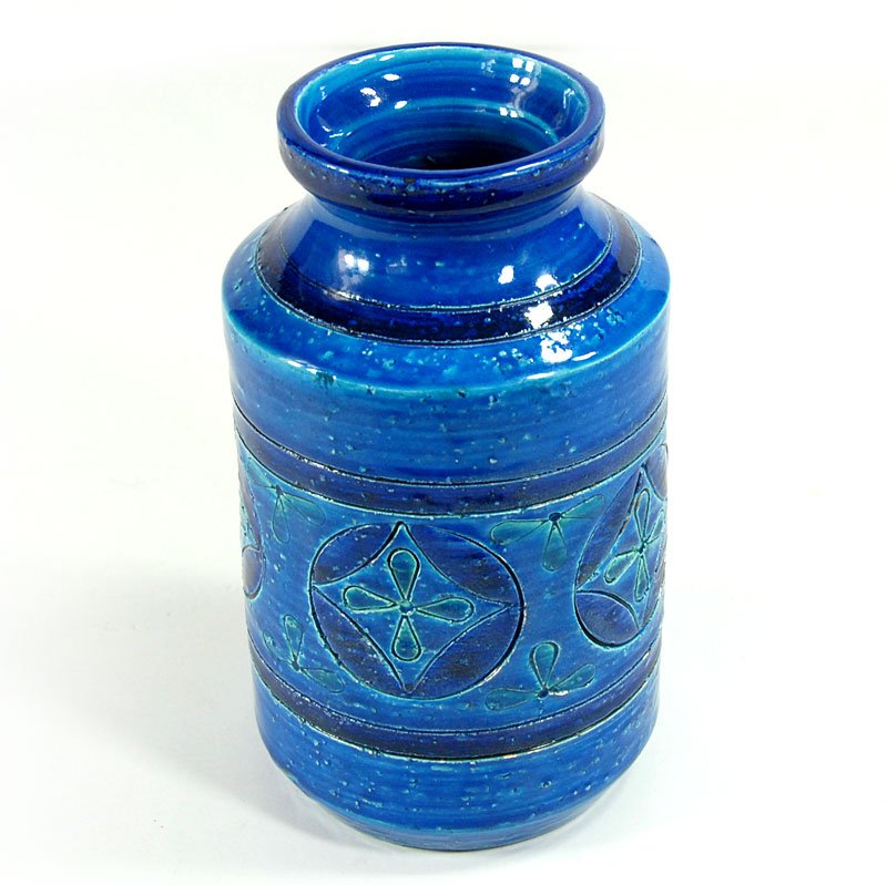 Rimini Blue Ceramic Vase by Aldo Londi for Bitossi, Italy, 1960s