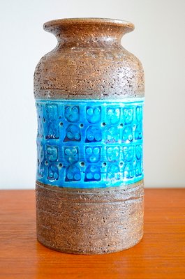 Rinary Blue Ceramic Vase by Aldo Londi for Bitossi, 1960s-OV-1000370