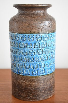 Rinary Blue Ceramic Vase by Aldo Londi for Bitossi, 1960s-OV-1378534