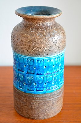 Rinary Blue Ceramic Vase by Aldo Londi for Bitossi, 1960s-OV-1000370