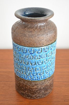 Rinary Blue Ceramic Vase by Aldo Londi for Bitossi, 1960s-OV-1378534