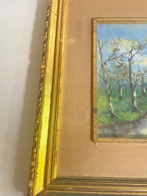 River and Trees, Early 20th Century, Oil Painting, Framed-UR-1780821