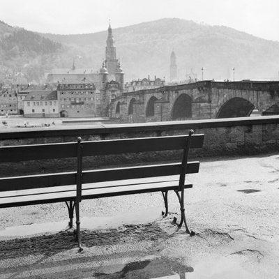 River Neckar, Old Bridge, Church, Heidelberg Germany 1936, Printed 2021-DYV-990666