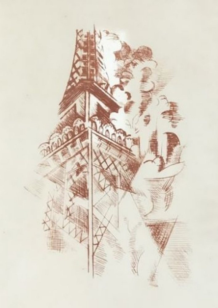 Robert Delaunay, Les Tours Eiffel, Copper Engraving, Framed