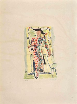 Robert Fonténé, Harlequin, Original Lithograph, Mid 20th-Century-ZCI-1277279