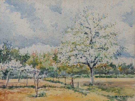 Robert Lange, Spring, 20th Century, Watercolor, Framed-QKG-1754187