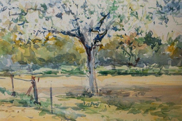 Robert Lange, Spring, 20th Century, Watercolor, Framed-QKG-1754187