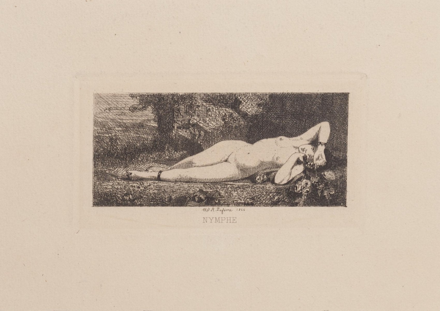 Robert Lefevre, Sleeping Nymph, Etching, 1866