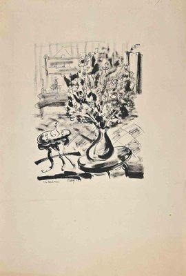 Robert Naly, Flowers, Original Ink Drawing, Mid 20th-Century-ZCI-1260064