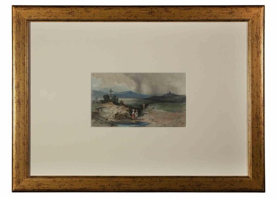 Robert Werner, Roman Countryside, Ink & Watercolor, Early 20th Century-ZCI-1788590