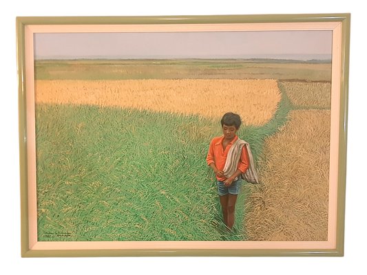 Roberto Balajadia, Child Walking at Dawn on the Field, 1982, Oil on Canvas-TCS-1166554