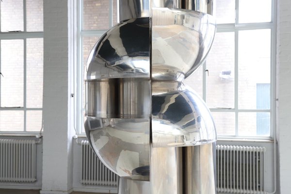 Roberto Cordone, Large Abstract Vertical Sculpture, 1972, Stainless Steel-DXL-1702389