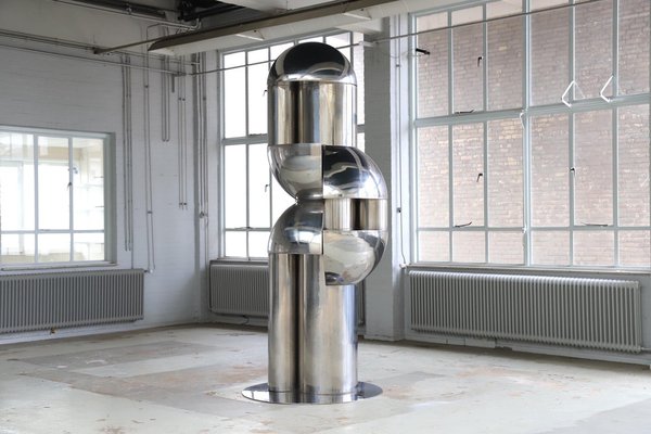 Roberto Cordone, Large Abstract Vertical Sculpture, 1972, Stainless Steel-DXL-1702389