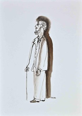 Roberto Cuccaro, Portrait of an Old Man, Ink Drawing, 2000s-ZCI-1775853