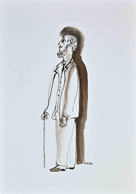 Roberto Cuccaro, Portrait of an Old Man, Ink Drawing, 2000s