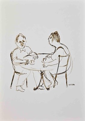 Roberto Cuccaro, The Cafè, Ink Drawing, 2000s-ZCI-1775580