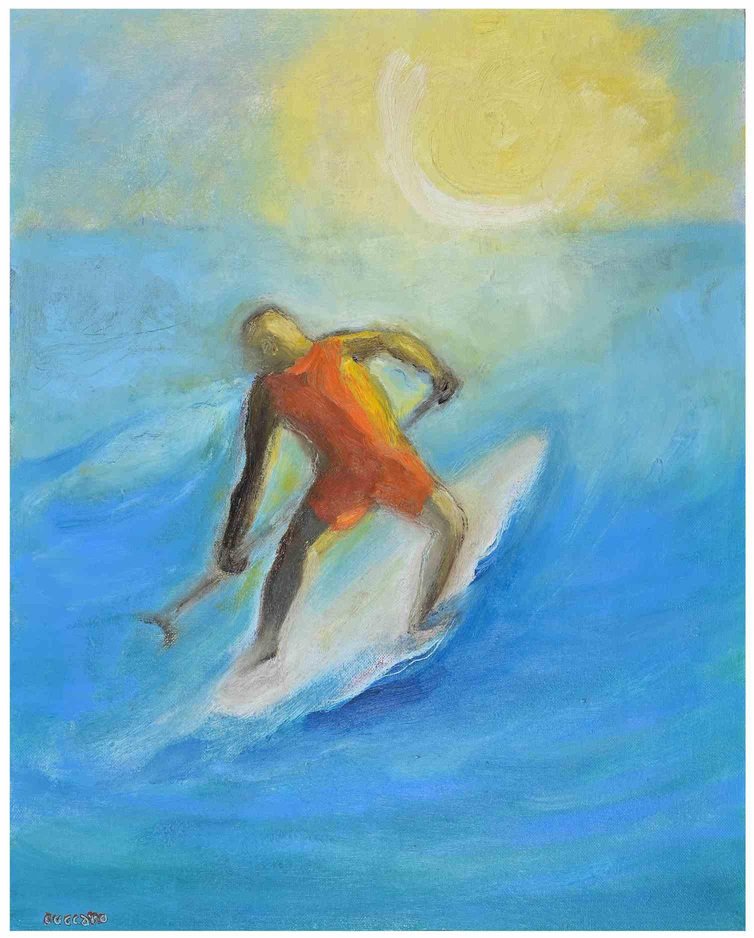 Roberto Cuccaro, The Surfer, Oil Painting, 2000s