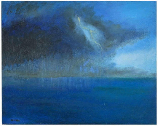 Roberto Cuccaro, Thunderstorm at Sea, Oil Painting, 2000s