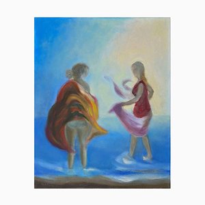 Roberto Cuccaro, Women at the Shore, Oil on Canvas, 2000s-ZCI-1769843