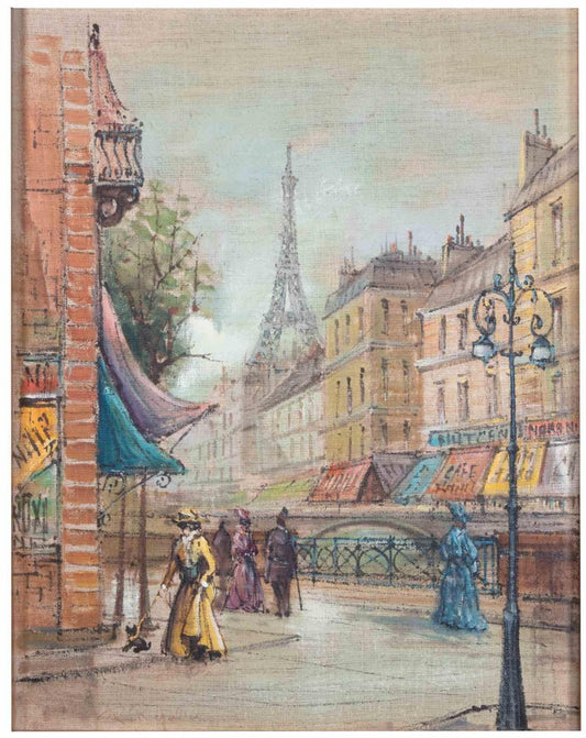 Roberto Regalier, Paris et la Belle Epoque, Pastel Drawing, 20th Century