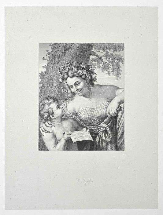 Roberto Taparelli, The Music Lesson, Lithograph, 19th Century