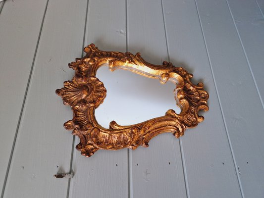 Rocaille Style Mirror in Gilded Stucco, Late 19th Century-FAX-2040453