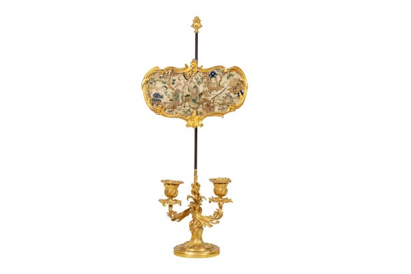 Rocaille Style Screen Lamp in Gilded Bronze, 1880s-CEJ-1374473