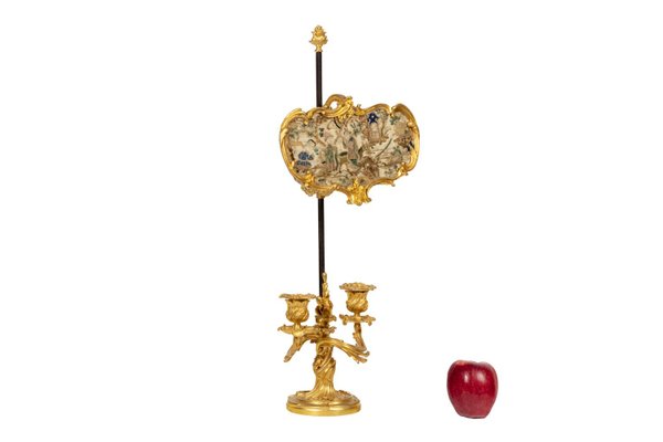 Rocaille Style Screen Lamp in Gilded Bronze, 1880s-CEJ-1374473