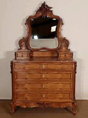 Rocaille Style Walnut Psyche Chest of Drawers from Maison Guinand-Le Glas, 1900s-RVK-1435845