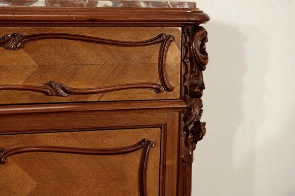 Rocaille Style Walnut Psyche Chest of Drawers from Maison Guinand-Le Glas, 1900s-RVK-1435845