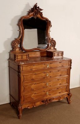 Rocaille Style Walnut Psyche Chest of Drawers from Maison Guinand-Le Glas, 1900s-RVK-1435845