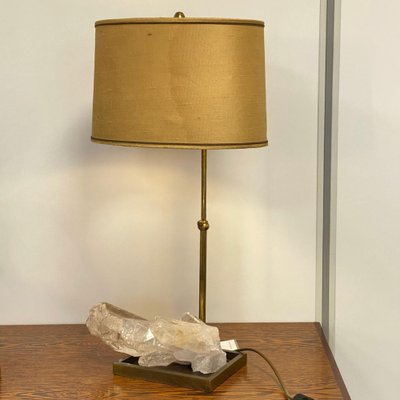 Rock Crystal, Quartz & Bronze Table Lamp, France, 1970s-OLQ-1791364