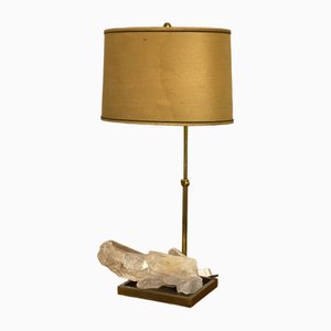 Rock Crystal, Quartz & Bronze Table Lamp, France, 1970s-OLQ-1791364