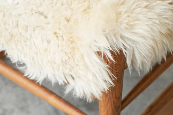 Rocking Chair in Oak and Sheepskin, France, 1960s-FEW-2026380