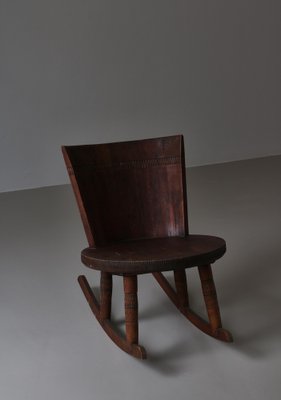 Rocking Chair in Sheepskin & Pine from Svensk Hemslöjd, Sweden, 1920s-WRF-1782258