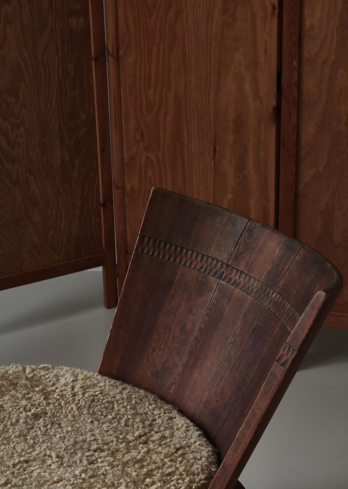 Rocking Chair in Sheepskin & Pine from Svensk Hemslöjd, Sweden, 1920s