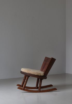 Rocking Chair in Sheepskin & Pine from Svensk Hemslöjd, Sweden, 1920s-WRF-1782258