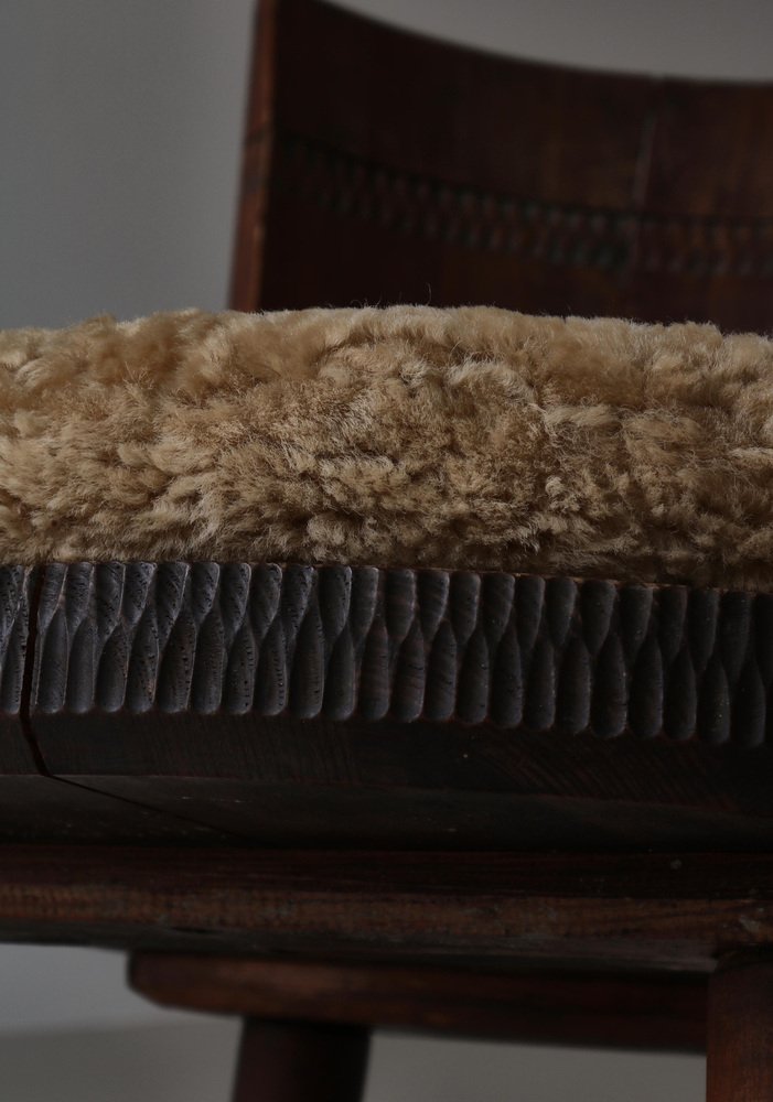 Rocking Chair in Sheepskin & Pine from Svensk Hemslöjd, Sweden, 1920s