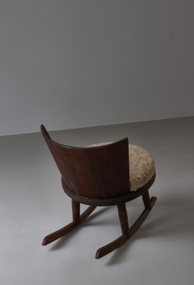 Rocking Chair in Sheepskin & Pine from Svensk Hemslöjd, Sweden, 1920s-WRF-1782258