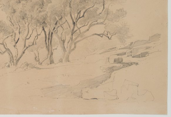 Rocky Landscape with Trees, 19th-century, Pencil-OJR-1273406