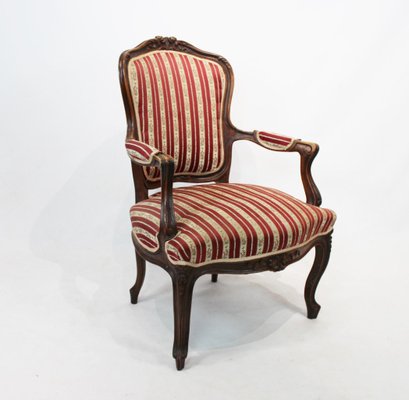 Rococo Armchair of Polished Wood with Carvings, 1890s-UY-690562