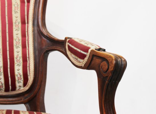 Rococo Armchair of Polished Wood with Carvings, 1890s-UY-690562