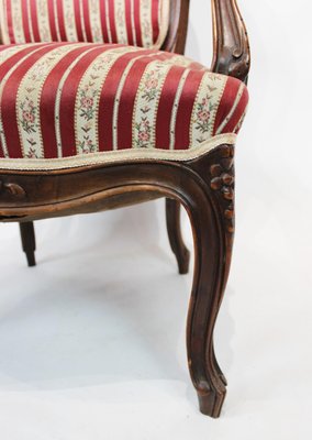 Rococo Armchair of Polished Wood with Carvings, 1890s-UY-690562