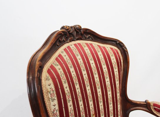 Rococo Armchair of Polished Wood with Carvings, 1890s-UY-690562