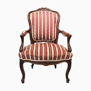 Rococo Armchair of Polished Wood with Carvings, 1890s-UY-690562