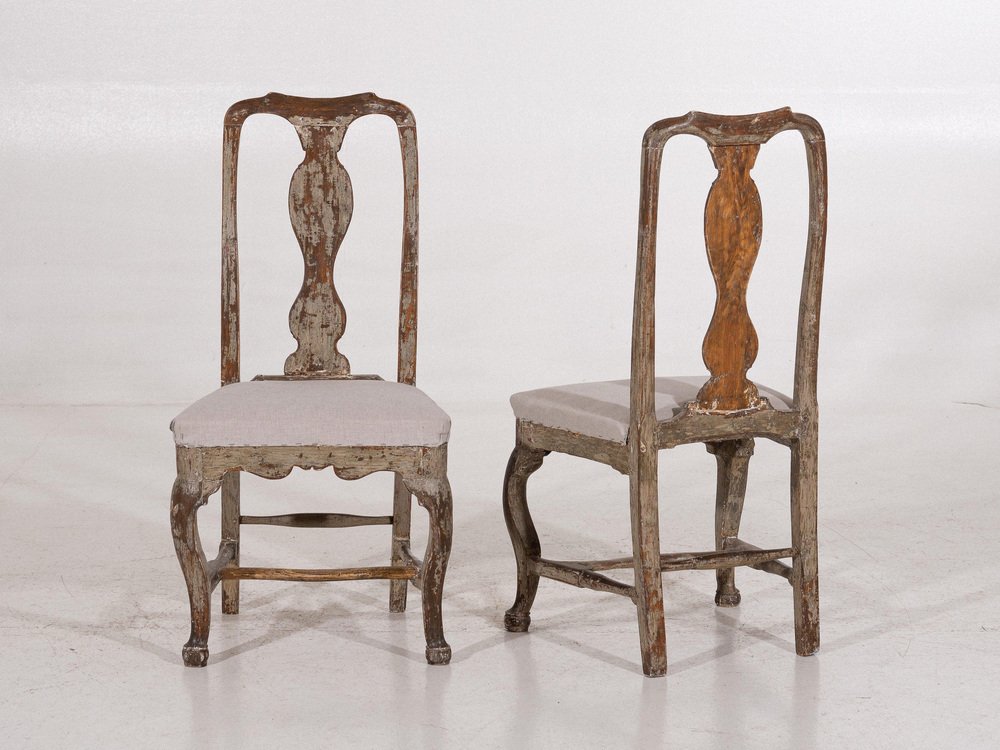 Rococo Chairs in Original Paint, 18th Century, Set of 2