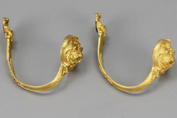 Rococo French Gilt Bronze Curtain Holders, 1920s, Set of 2-KEG-1399543